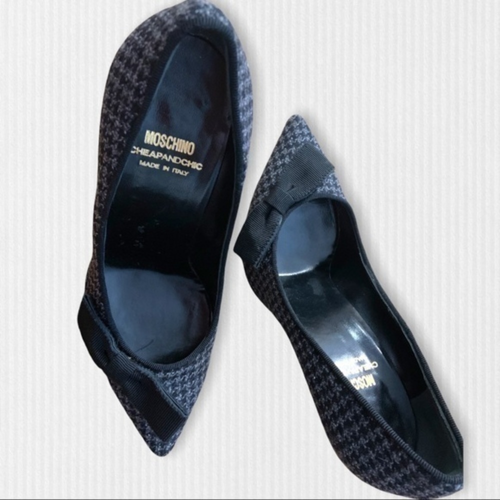 Moschino Cheap and Chic Houndstooth Bow Heels Size 6 - Picture 7 of 13
